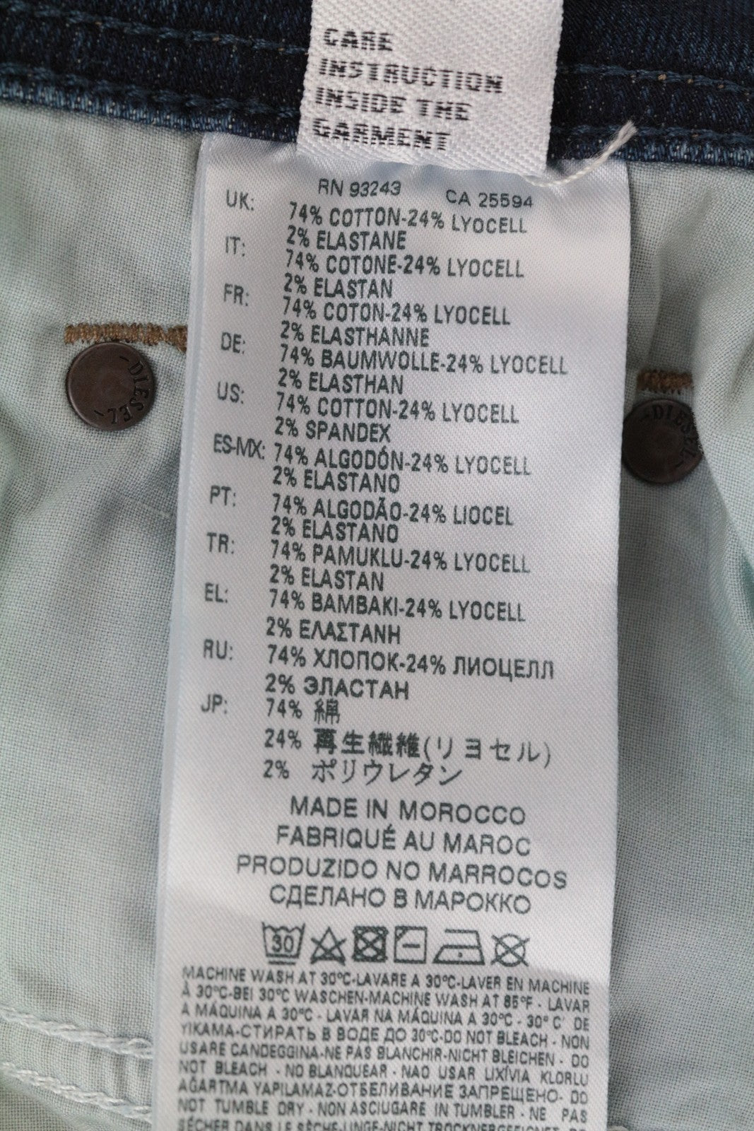 DIESEL Larkee-Beex 084BU vyriški džinsai W28/L32 Regular Taper Fit mėlynos medvilnės 