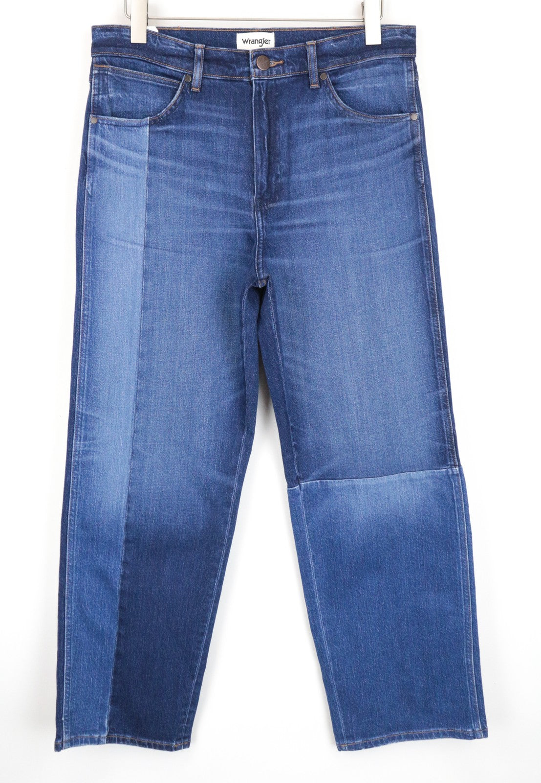 WRANGLER Redding vyriški džinsai W32/L32 tiesaus kirpimo su lopais mėlynos medvilnės 