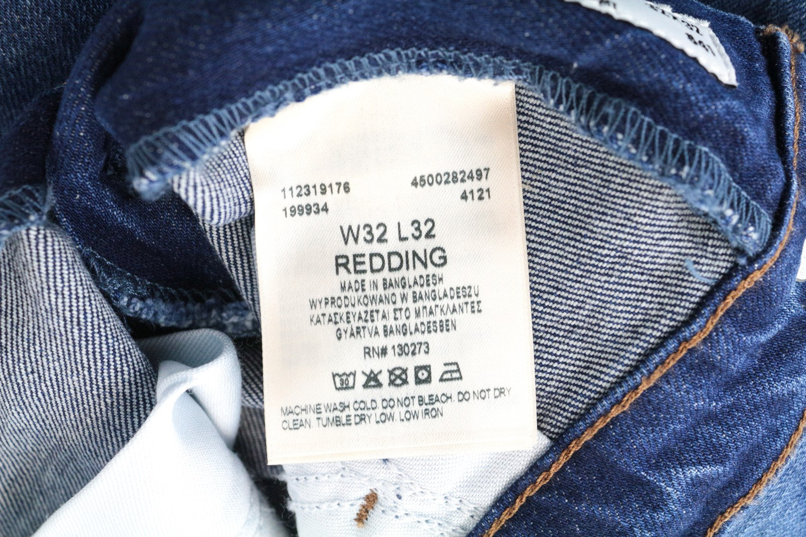 WRANGLER Redding vyriški džinsai W32/L32 tiesaus kirpimo su lopais mėlynos medvilnės 