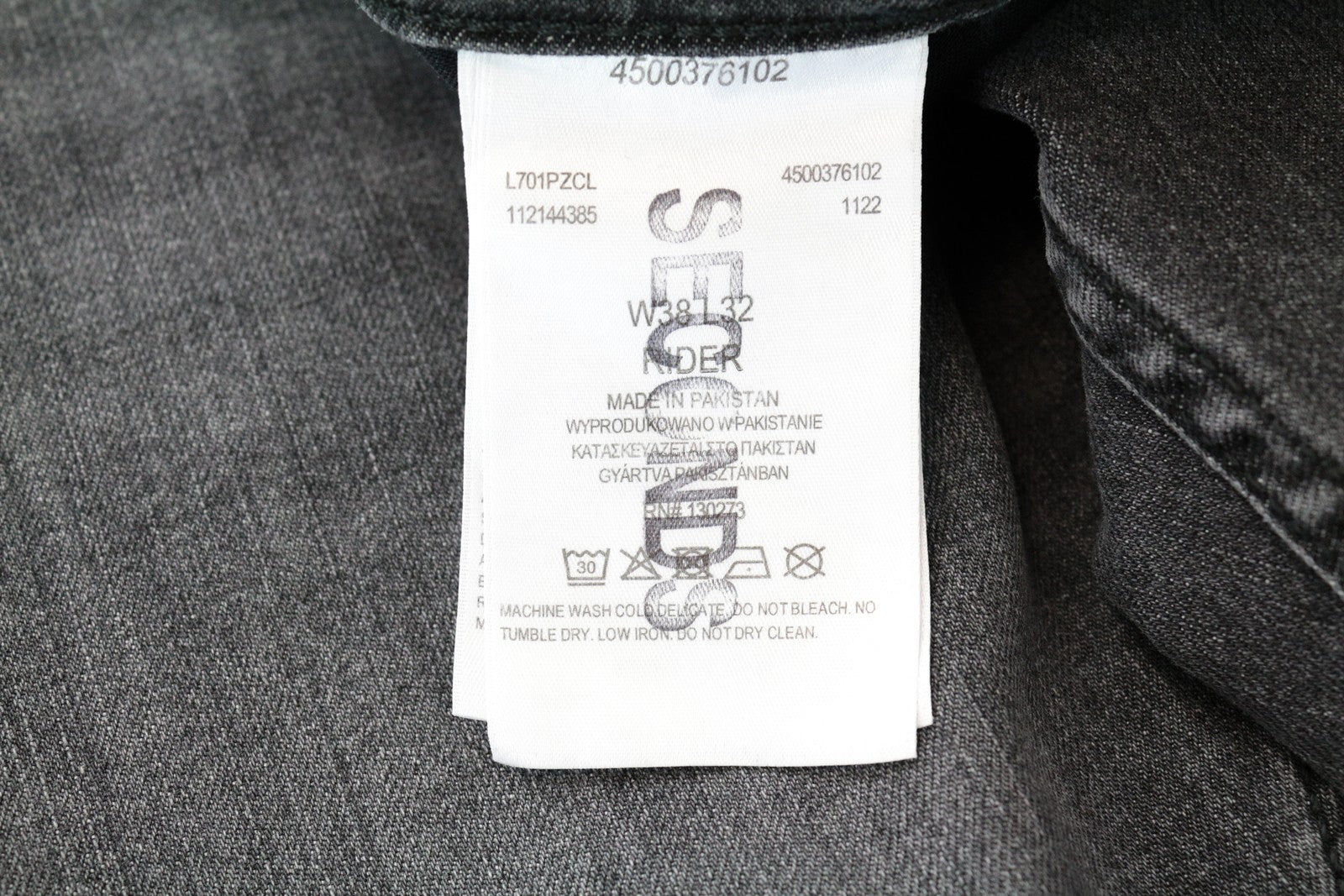 LEE Rider vyriški džinsai W38/L32 Slim Fit pilki medvilniniai skalbto tampraus džinso audiniai 