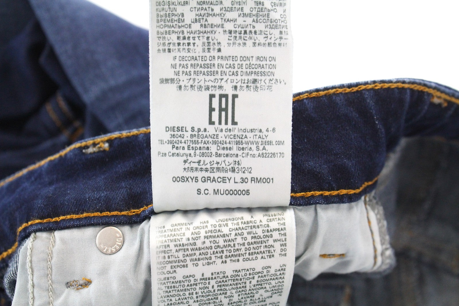 DIESEL Gracey RM001 Women's Jeans W25/L30 Slim Skinny Fit Blue Cotton