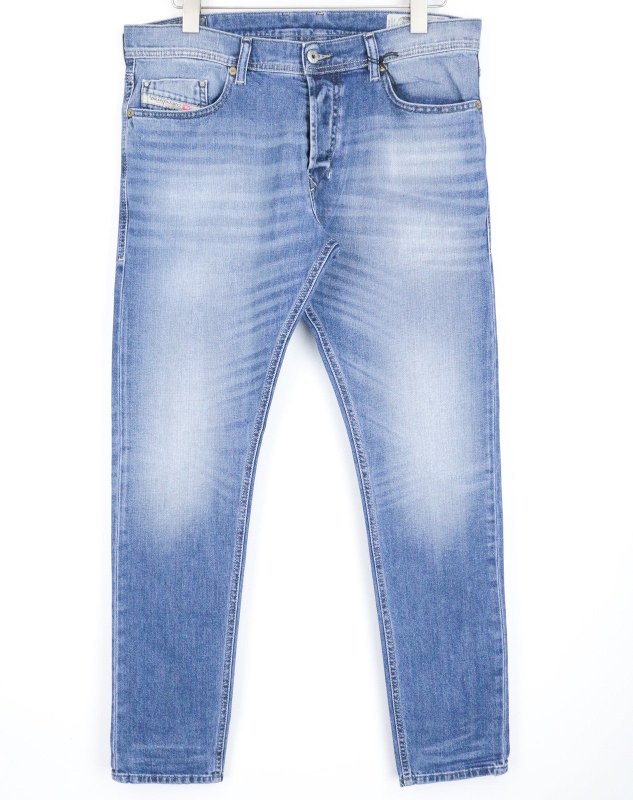 DIESEL Tepphar 0842H vyriški džinsai W33/L32 Slim Carrot Fit mėlyni tamprūs medvilniniai džinsai 