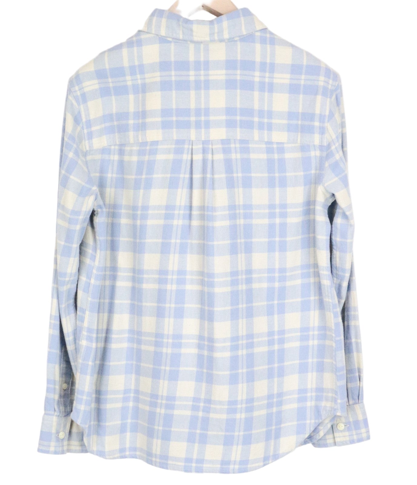 LEE vyriški marškinėliai S mėlyni medvilniniai languoti ilgo kirpimo marškinėliai su sagomis ir kišenėmis