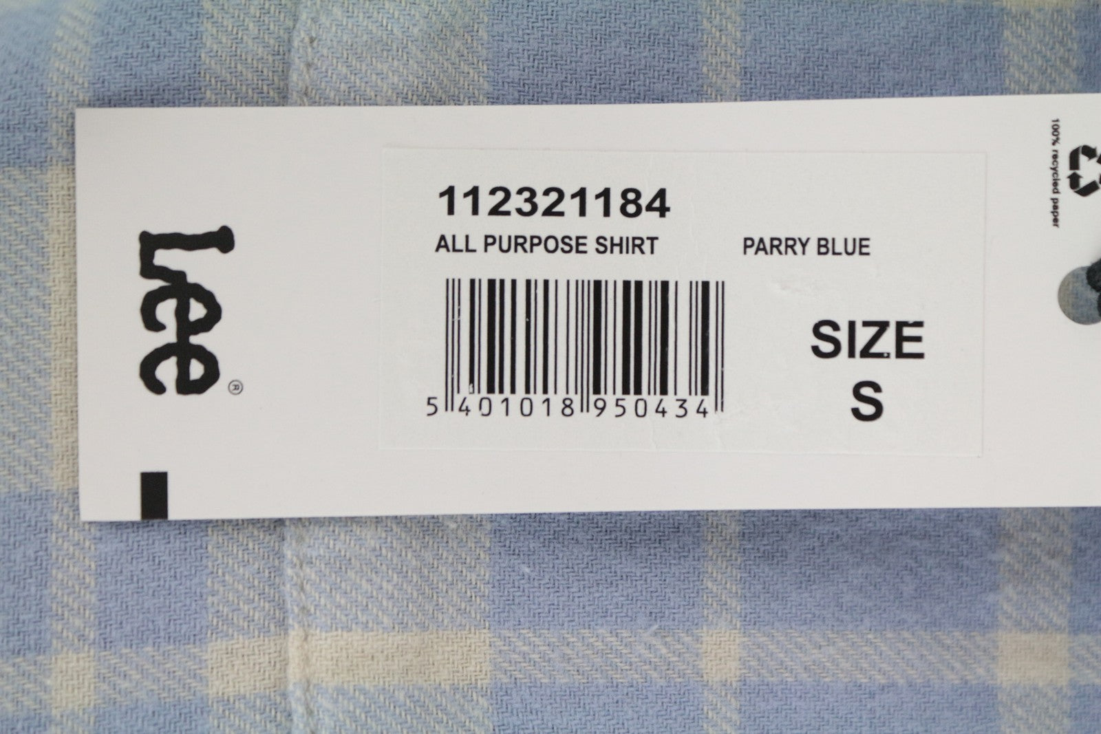 LEE vyriški marškinėliai S mėlyni medvilniniai languoti ilgo kirpimo marškinėliai su sagomis ir kišenėmis