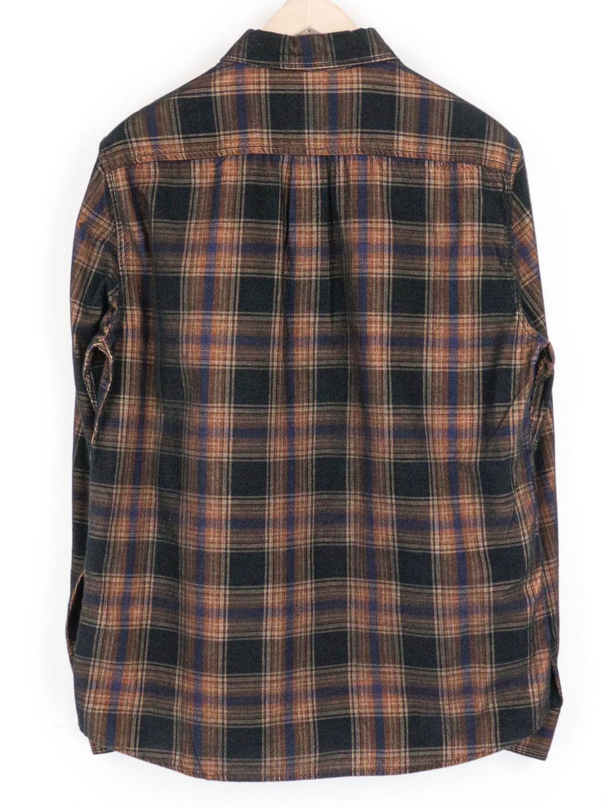 WRANGLER vyriški marškinėliai M rudi, tamsiai mėlyni, languoti, velveto, ilgomis rankovėmis, medvilniniai