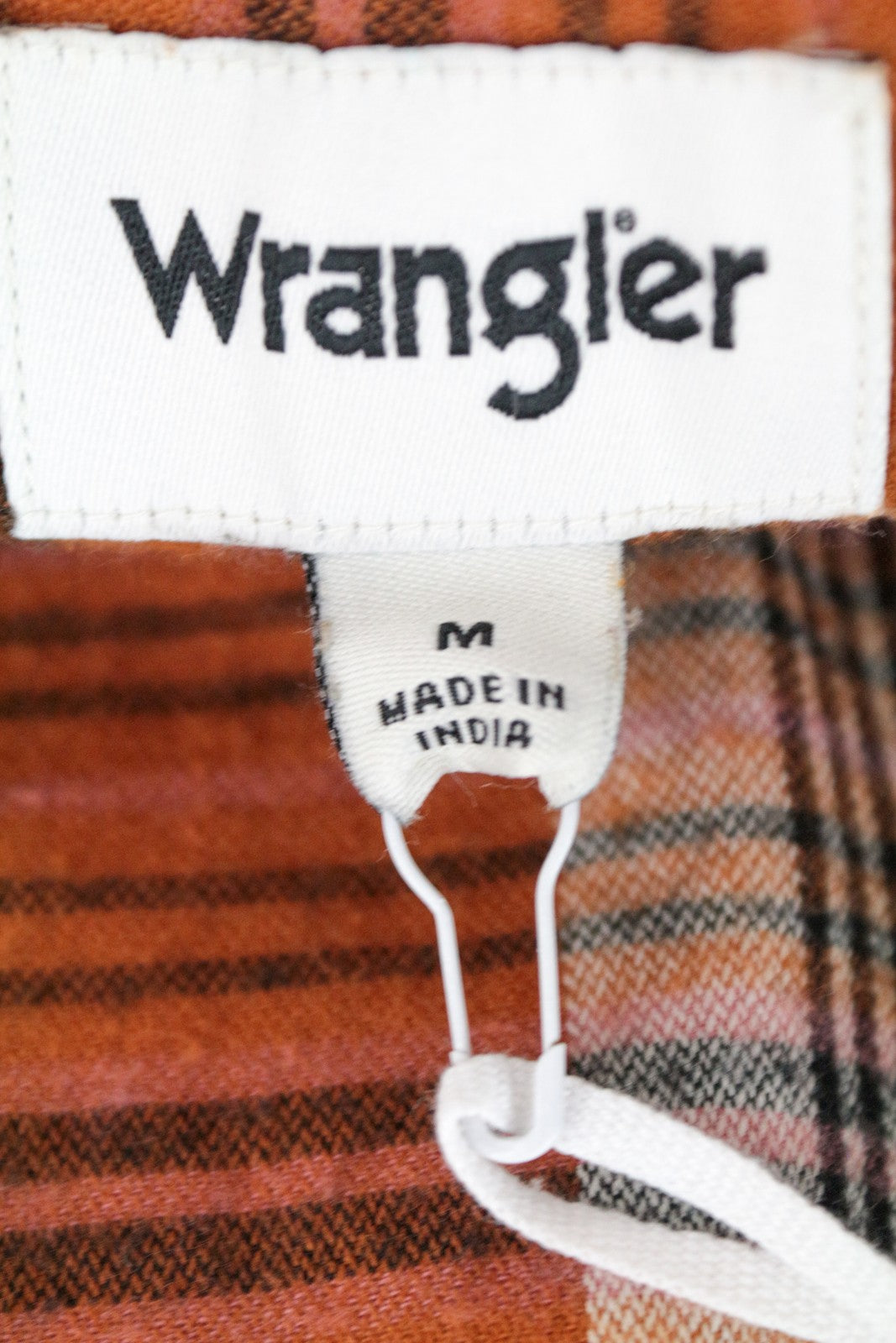 WRANGLER vyriški marškinėliai M oranžiniai medvilniniai languoti ilgomis rankovėmis su sagomis flanelėje
