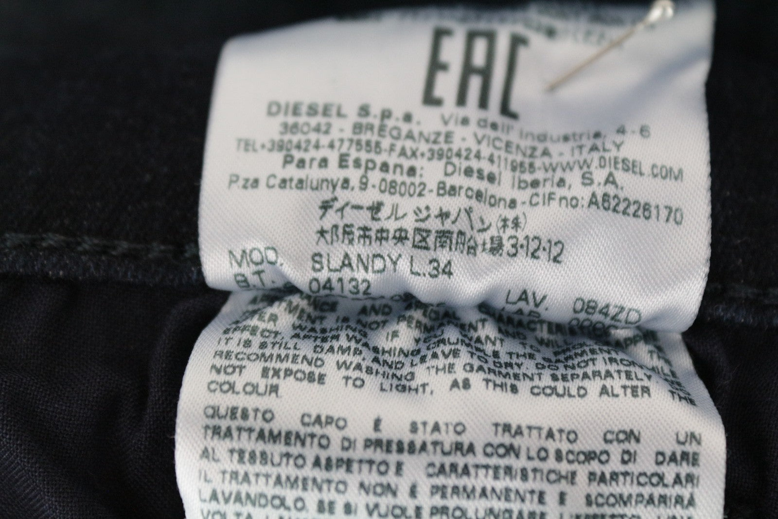 DIESEL Slandy 084ZD Women's Jeans W30/L34 Slim Skinny Fit Blue Stretch Denim