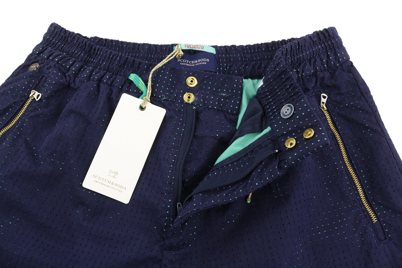 SCOTCH & SODA Men Shorts ~W28 Dark Blue Elastic Waist Lined Pockets Casual