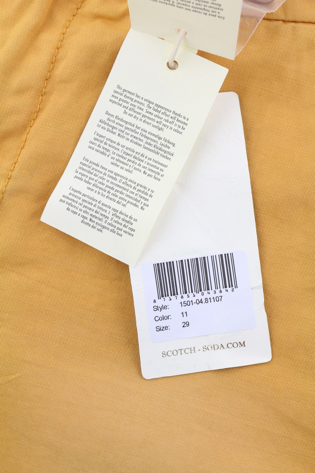 SCOTCH &amp; SODA vyriški šortai W29 Chino, oranžiniai, su atlenkiamu užtrauktuku ir logotipu. 