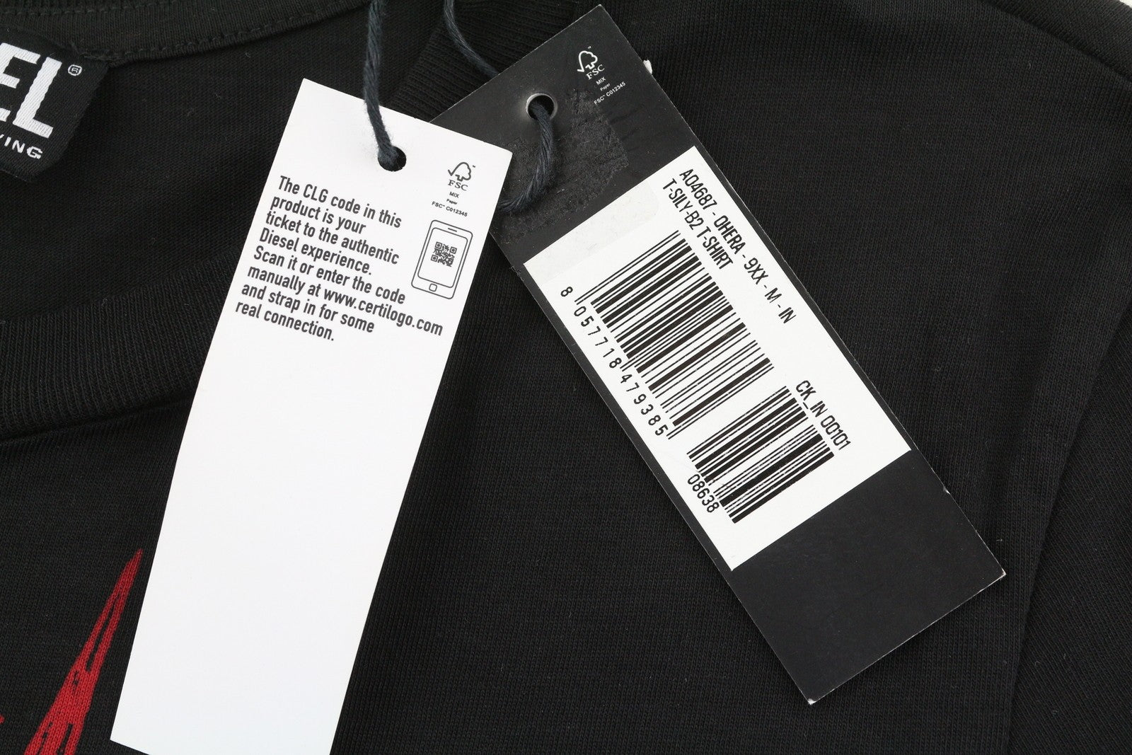 DIESEL T-Sily-B2 vyriški marškinėliai M juodi trikotažiniai tamprūs apvalios apykaklės trumpomis rankovėmis 