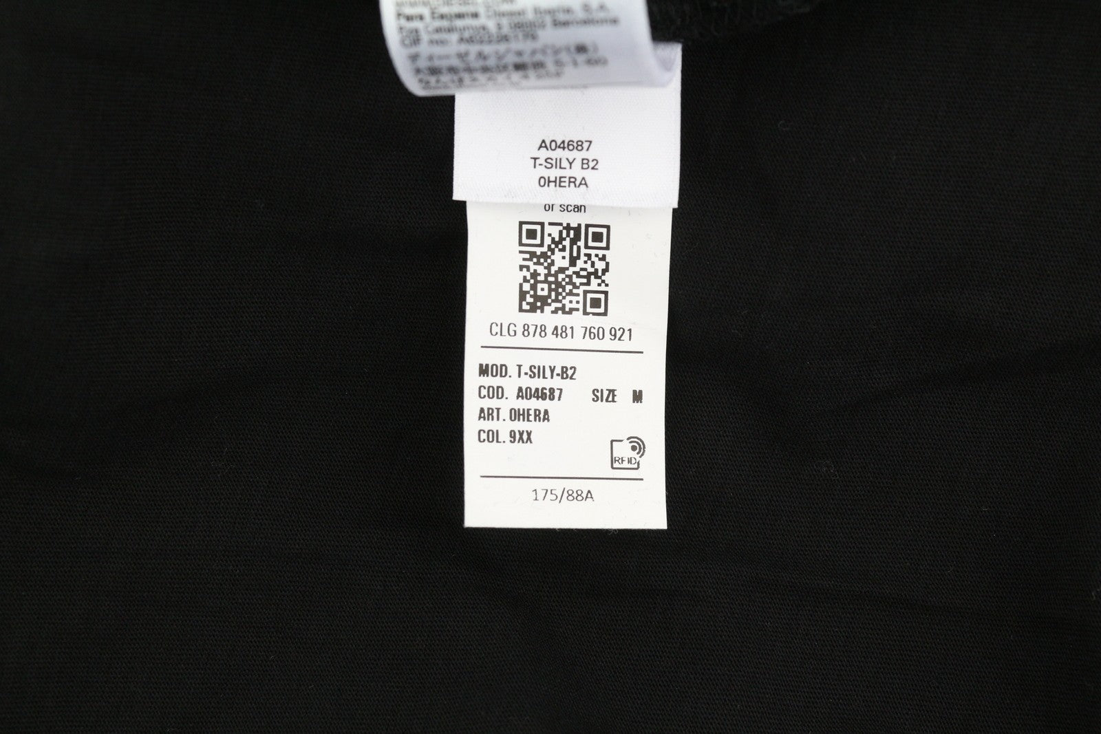 DIESEL T-Sily-B2 vyriški marškinėliai M juodi trikotažiniai tamprūs apvalios apykaklės trumpomis rankovėmis 