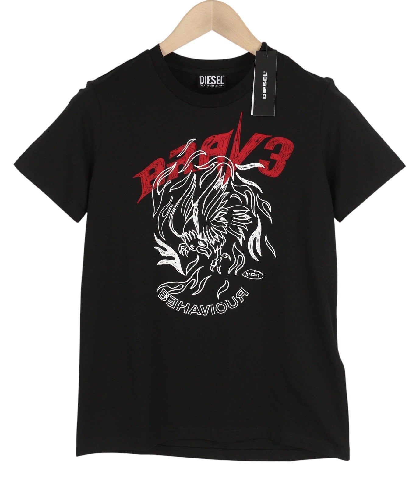 DIESEL T-Sily-B2 vyriški marškinėliai S juodi trikotažiniai tamprūs apvalios apykaklės trumpomis rankovėmis