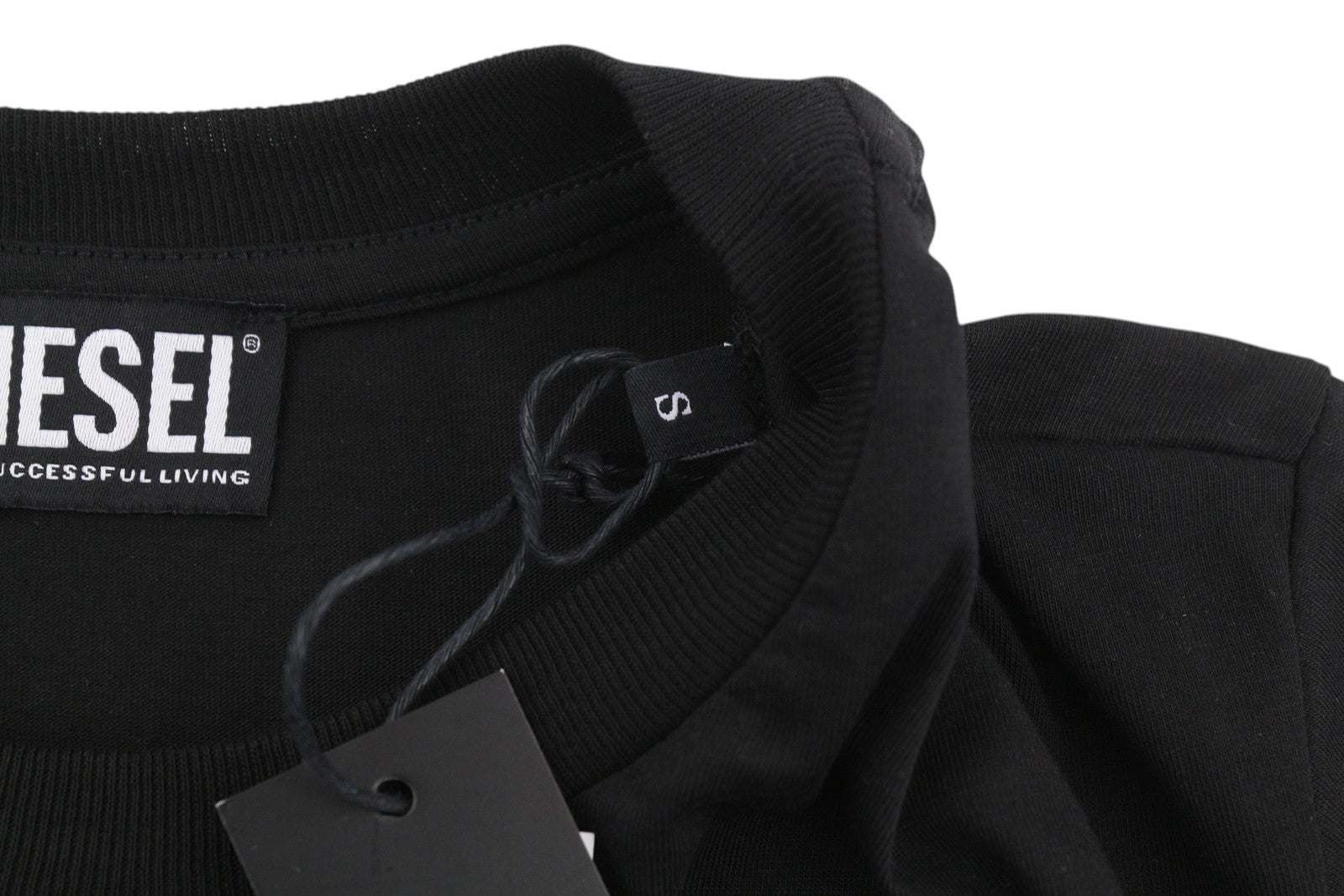 DIESEL T-Sily-B2 vyriški marškinėliai S juodi trikotažiniai tamprūs apvalios apykaklės trumpomis rankovėmis