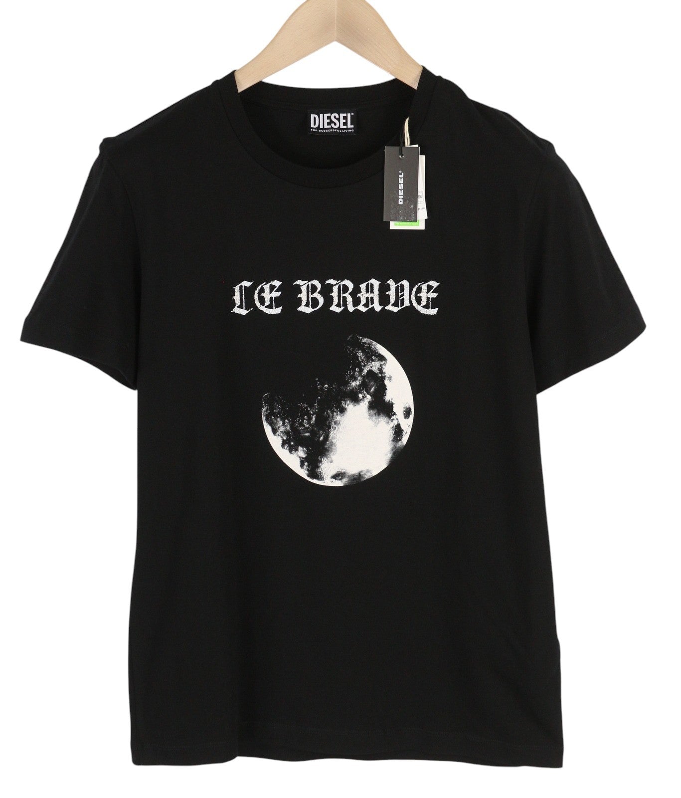 DIESEL T-Iny-B1 vyriški marškinėliai S juodi trikotažo tamprūs apvalios apykaklės trumpomis rankovėmis 