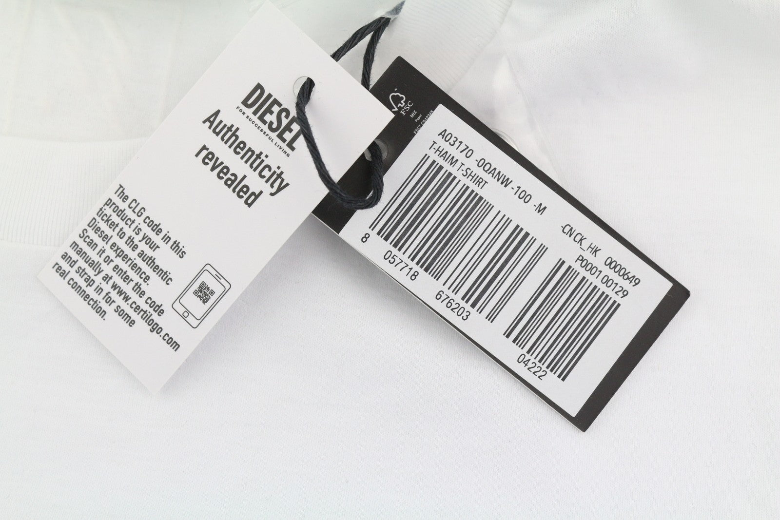 DIESEL T-Haim vyriški marškinėliai M, balti, trikotažiniai, su užtiestomis kišenėmis, apvalia kaklo iškirpte, trumpomis rankovėmis. 