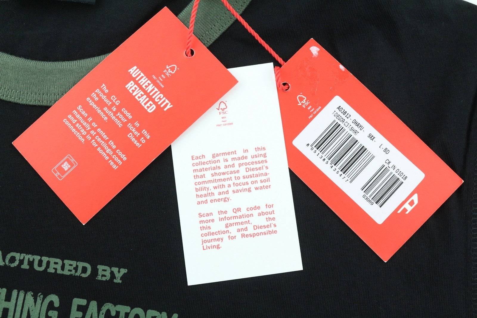 DIESEL T-Diegor-C3 vyriški marškinėliai L, juodi, tamprūs, apvalios iškirptės, trumpomis rankovėmis. 