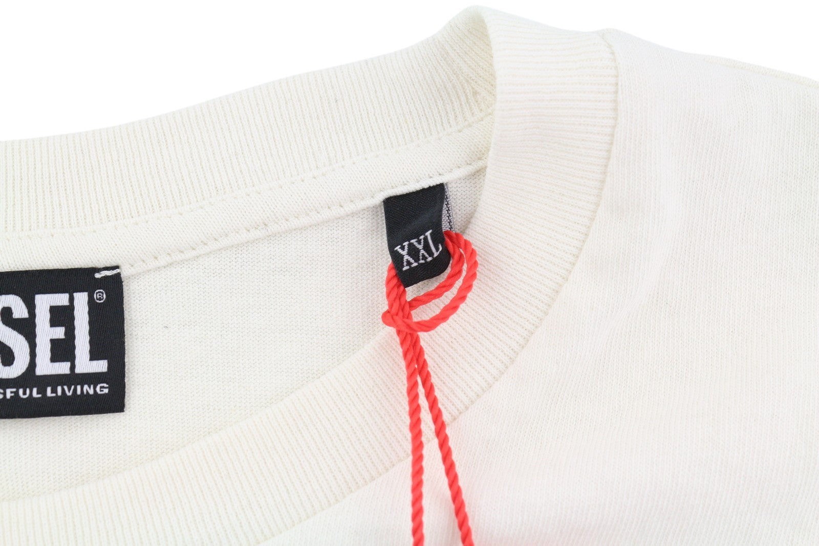 DIESEL T-Just-C15 vyriški marškinėliai, 2XL, balti, tamprūs, apvalios iškirptės, trumpomis rankovėmis. 