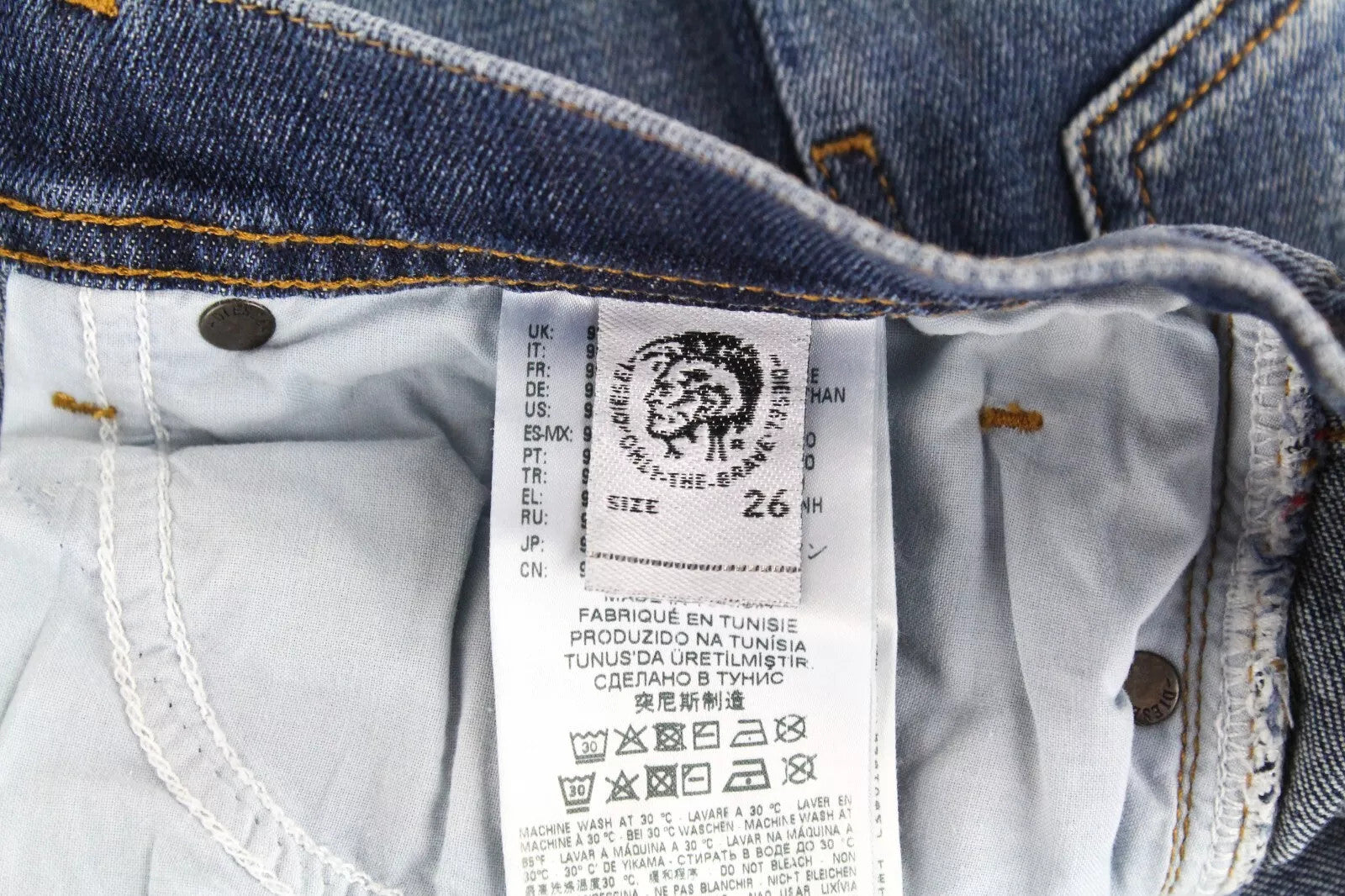 DIESEL Tepphar-X 0870H vyriški džinsai W29/L32 Slim morkų mėlynos spalvos, tamprūs, skalbti 