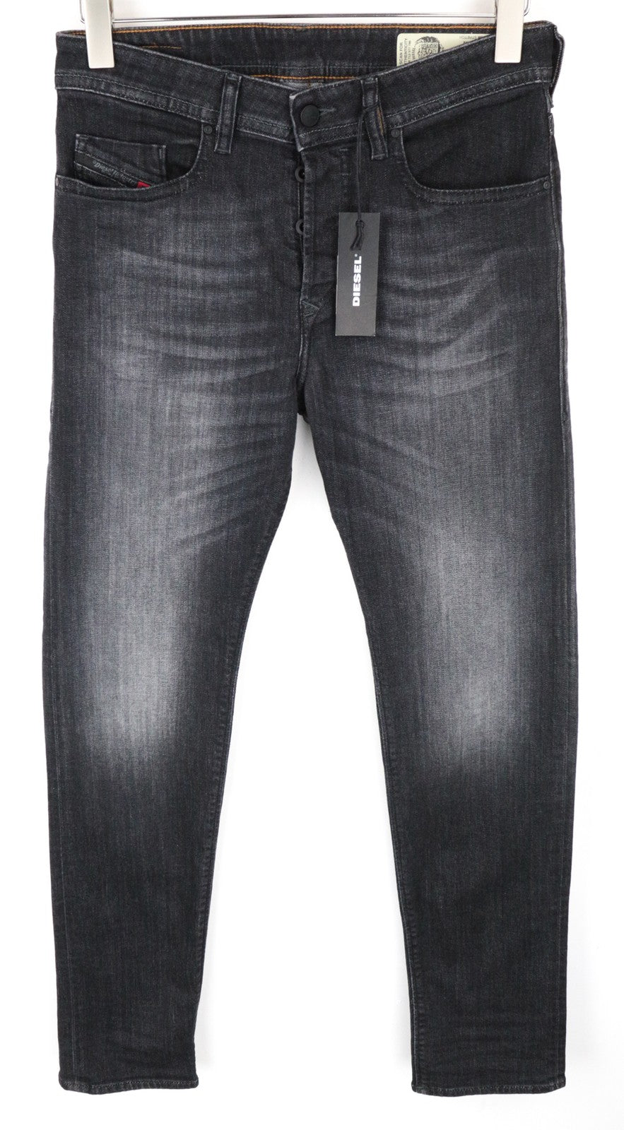 DIESEL Buster 087AM vyriški džinsai W29/L32 Slim Tapered Fit, tamprūs, tamsiai pilki 