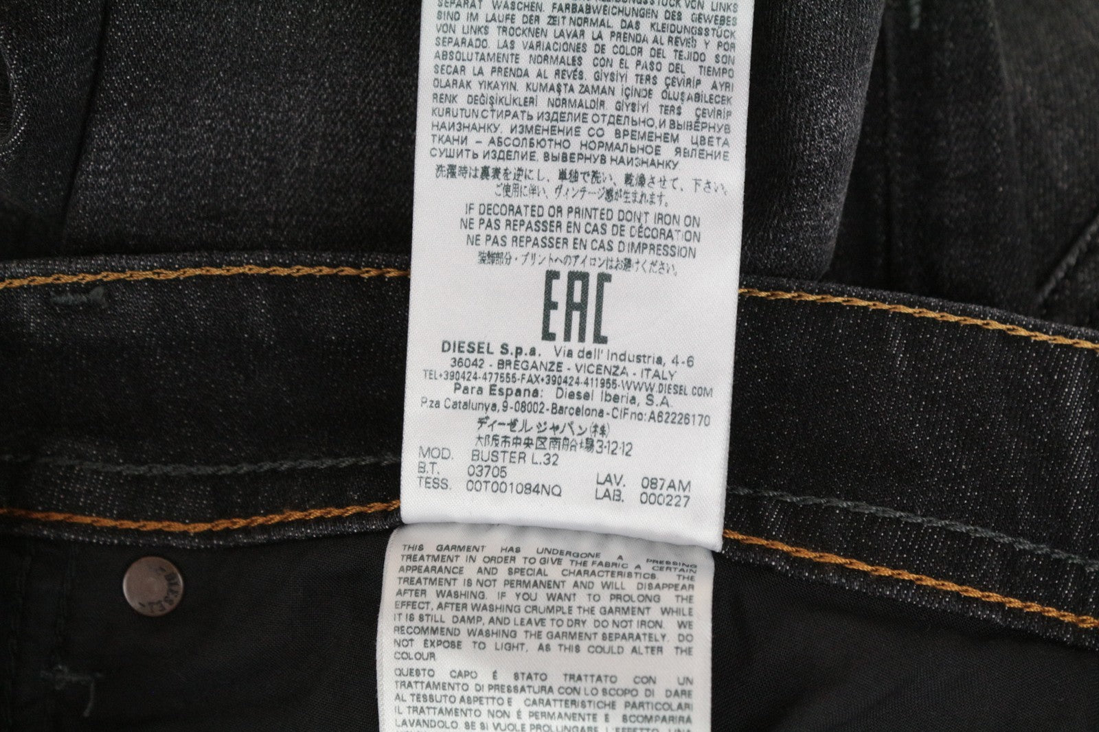 DIESEL Buster 087AM vyriški džinsai W29/L32 Slim Tapered Fit, tamprūs, tamsiai pilki 