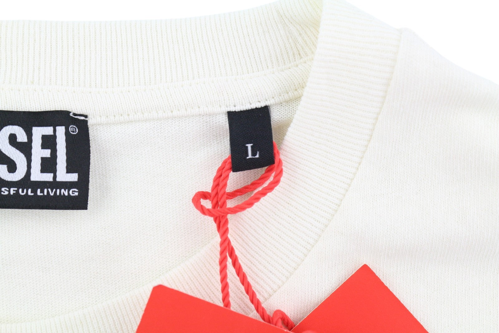 DIESEL T-Just-C15 vyriški marškinėliai L, balti, tamprūs, apvalios iškirptės, trumpomis rankovėmis 