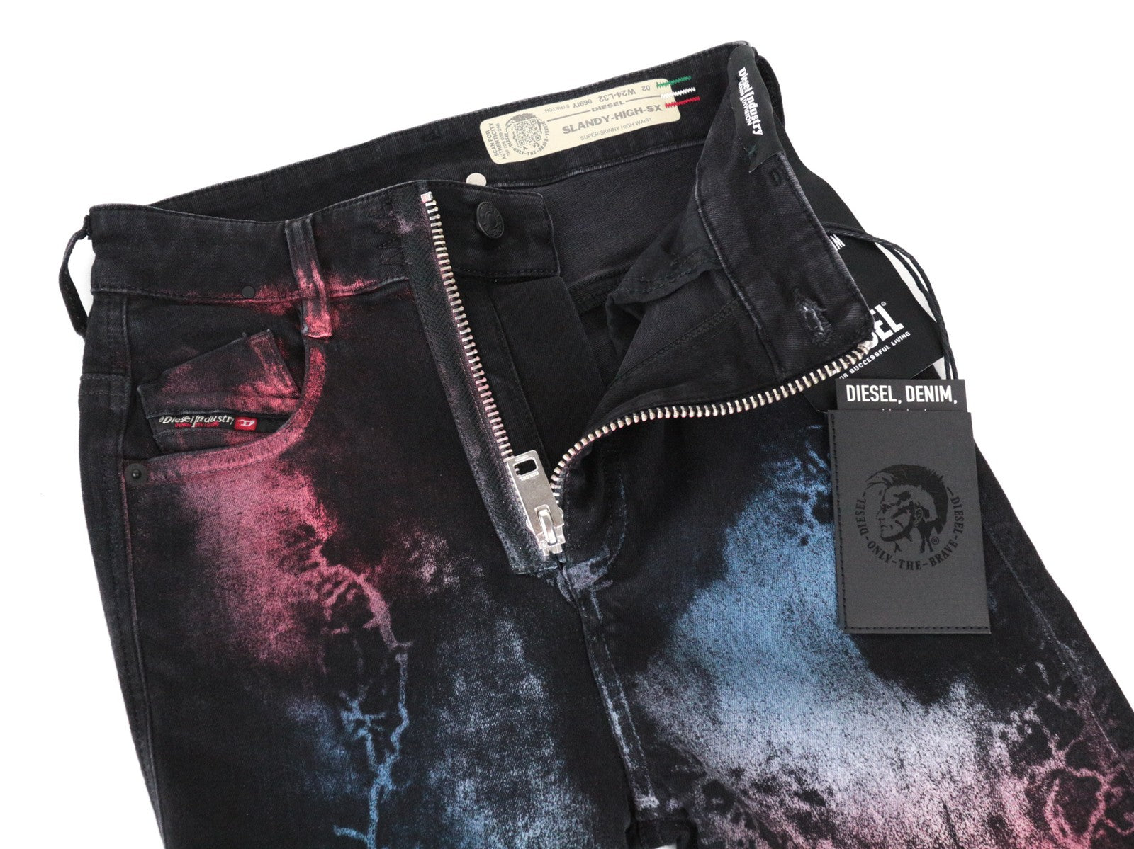 DIESEL Slandy-High-SX 069IY Women's Jeans W24/L32 Patterned Super Skinny Girls