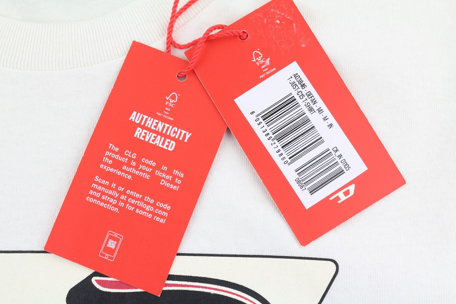 DIESEL T-Just-C15 vyriški marškinėliai M, balti, tamprūs, apvalios iškirptės, trumpomis rankovėmis.