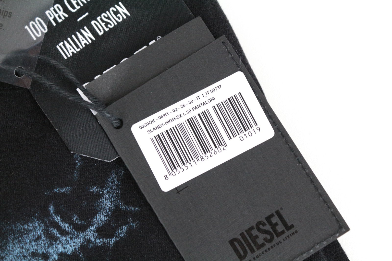 DIESEL Slandy-High-SX 069IY moteriški džinsai W26/L30 su džinsinio audinio raštu, itin aptempti 