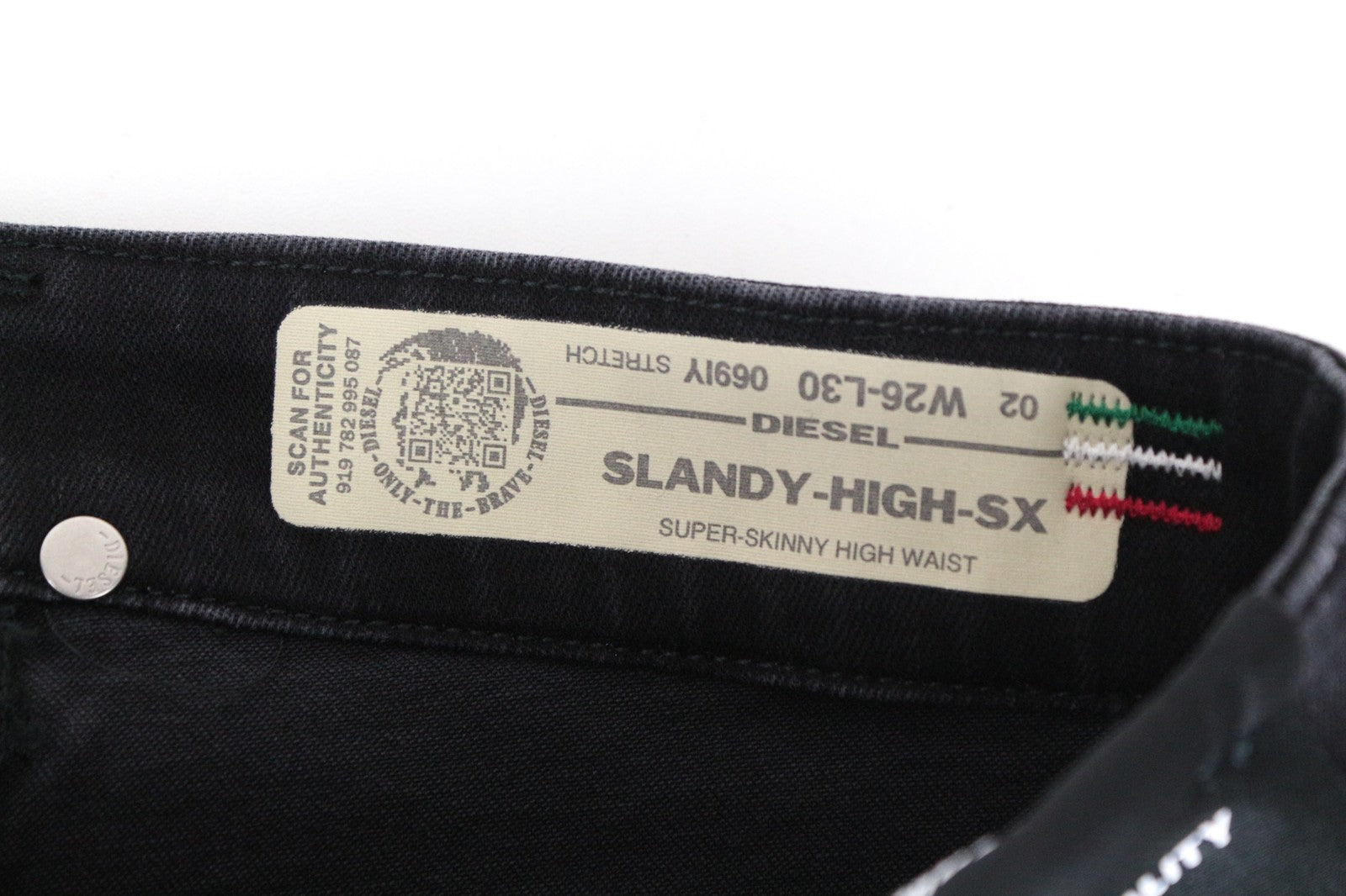 DIESEL Slandy-High-SX 069IY moteriški džinsai W26/L30 su džinsinio audinio raštu, itin aptempti 