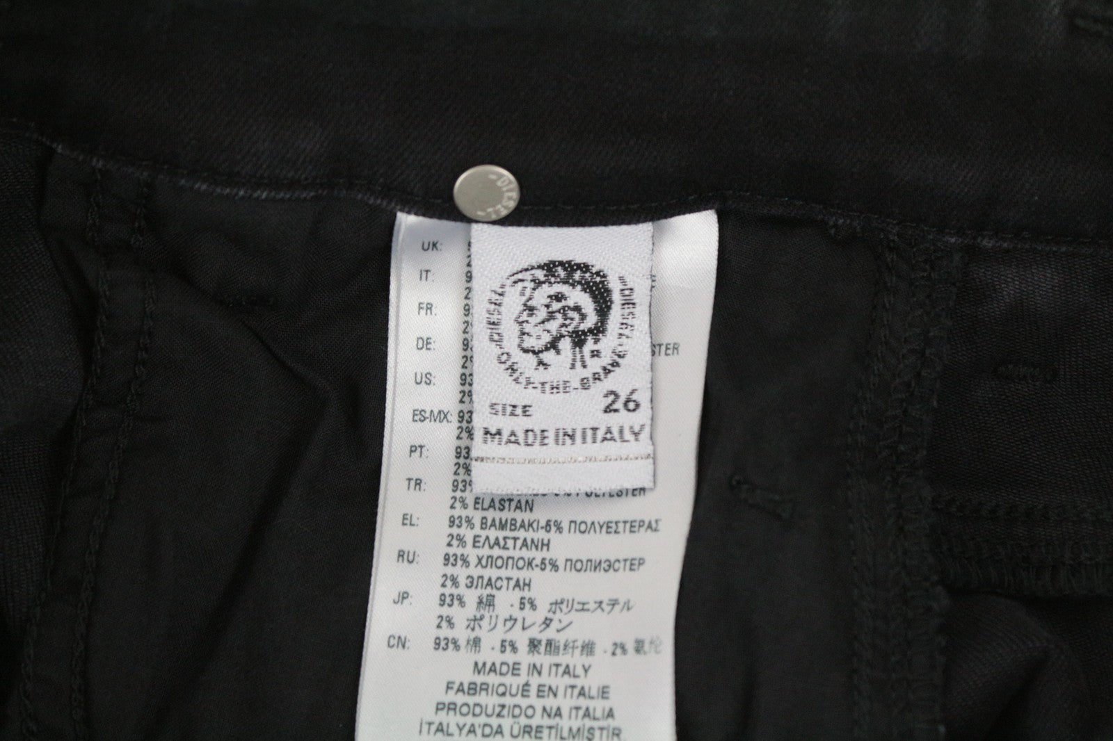 DIESEL Slandy-High-SX 069IY moteriški džinsai W26/L30 su džinsinio audinio raštu, itin aptempti 