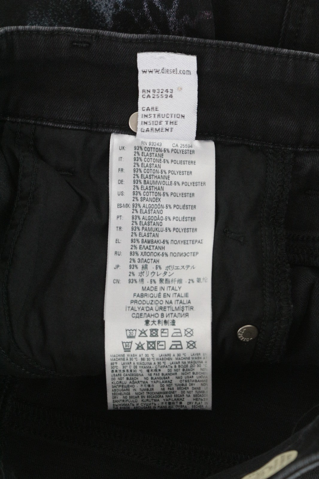 DIESEL Slandy-High-SX 069IY moteriški džinsai W26/L30 su džinsinio audinio raštu, itin aptempti 