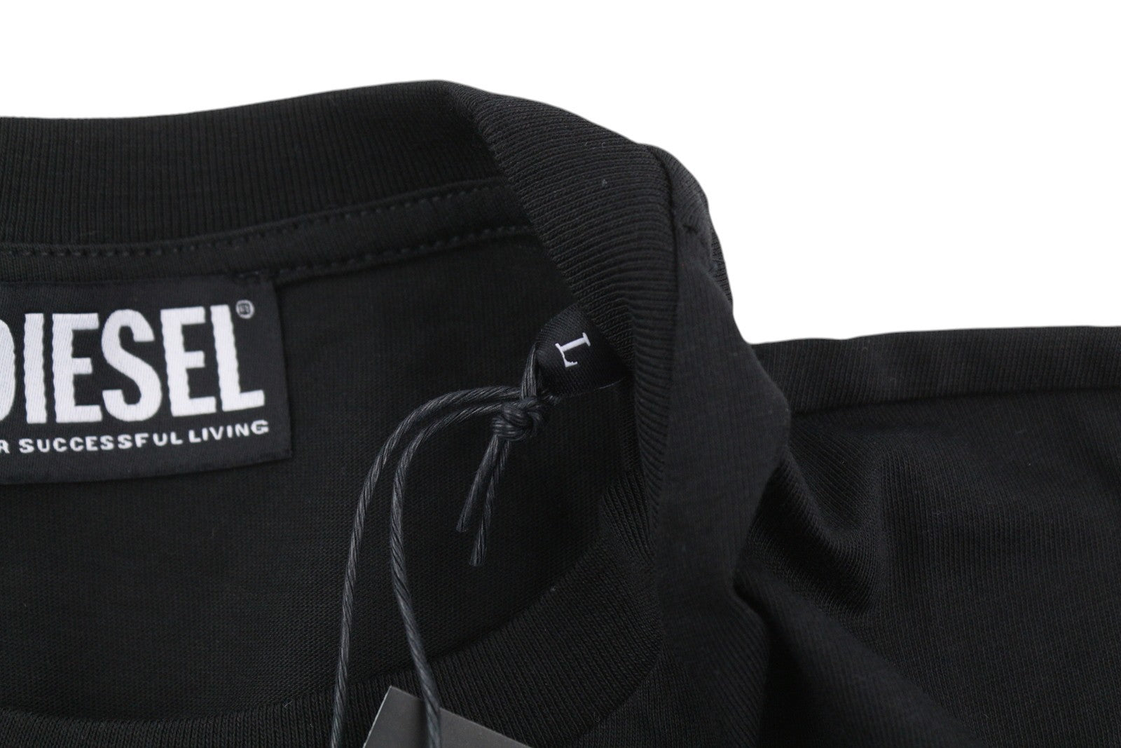 DIESEL T-Diegos-B13 vyriški marškinėliai L, juodi, tamprūs, apvalios iškirptės, trumpomis rankovėmis. 