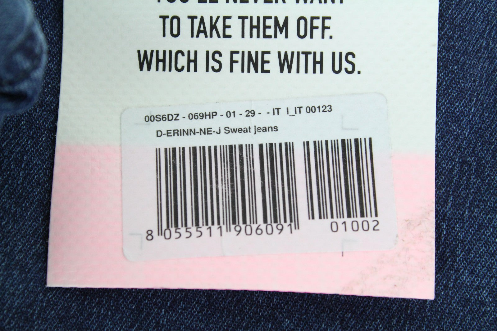 DIESEL D-Erinn-NE-J 069HP moteriški džinsai W29 Jogg plačių kirpimų su raišteliu mėlynos medvilnės 