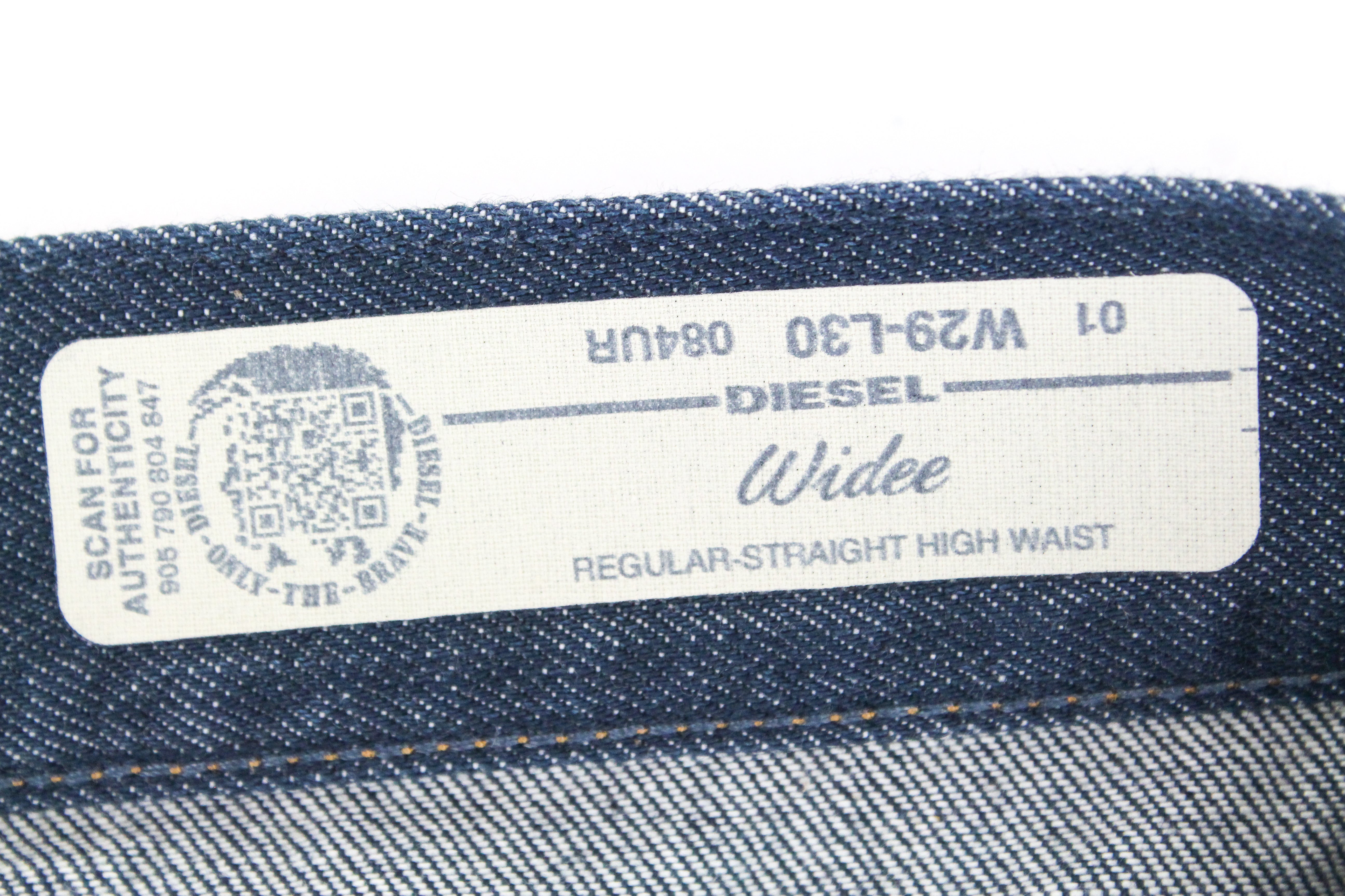 DIESEL Widee 084UR moteriški džinsai W26/L30 laisvalaikio stiliaus, tiesūs, mėlyni, medvilninio kirpimo, džinsinio audinio 