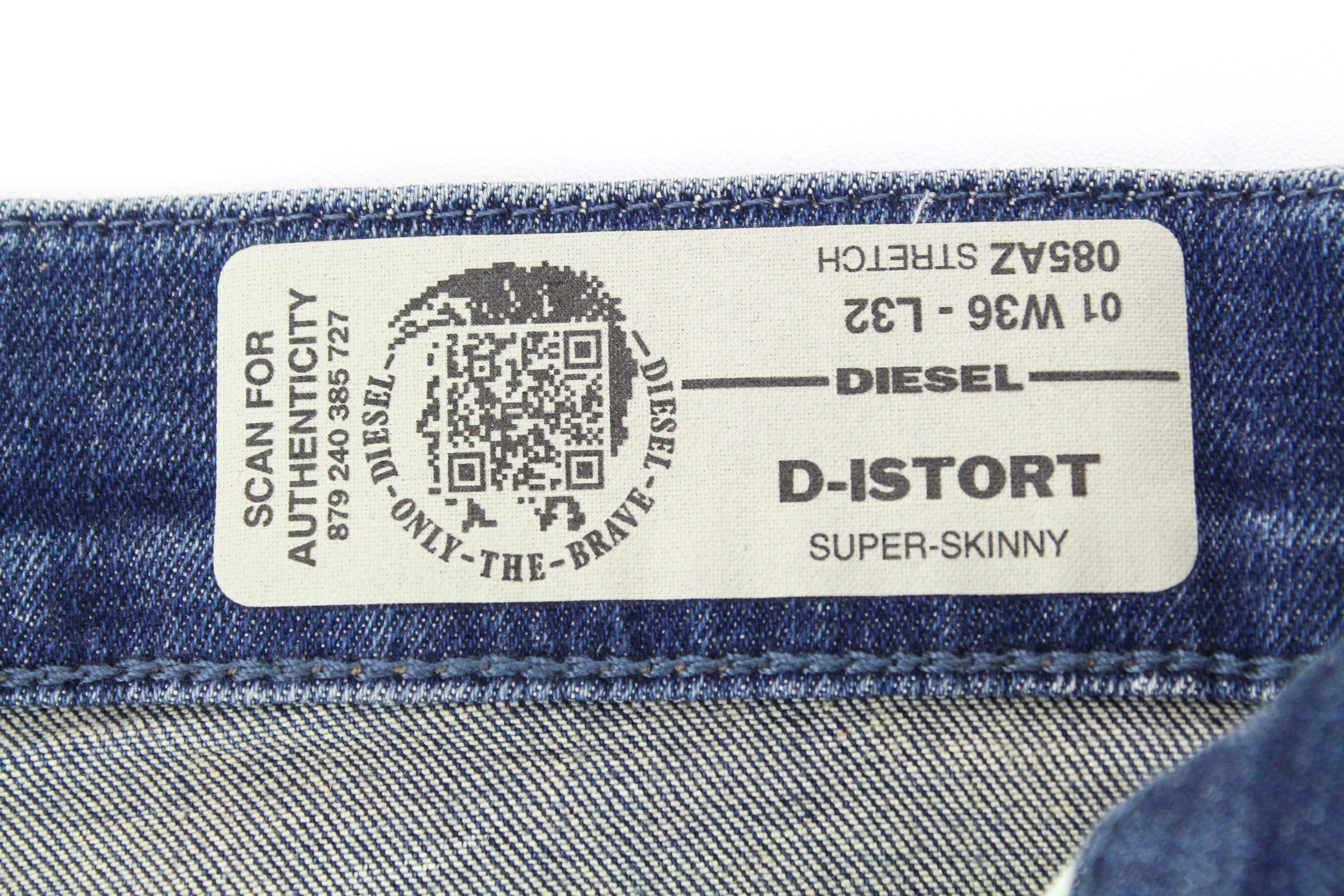 DIESEL D-Istort 085AZ vyriški džinsai W36/L32 itin aptempti, mėlyni, tamprūs, 5 kišenės 