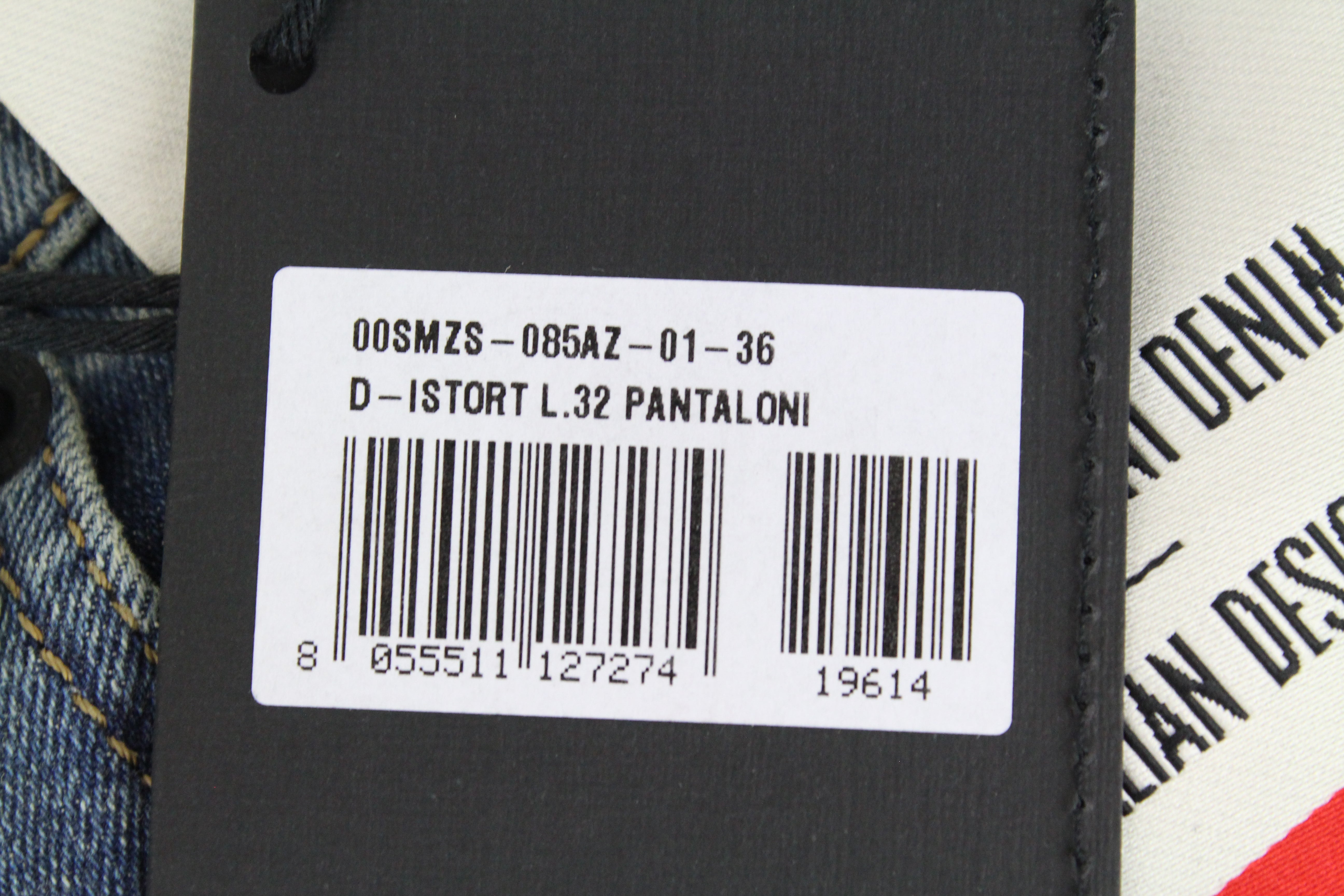 DIESEL D-Istort 085AZ vyriški džinsai W36/L32 itin aptempti, mėlyni, tamprūs, 5 kišenės 