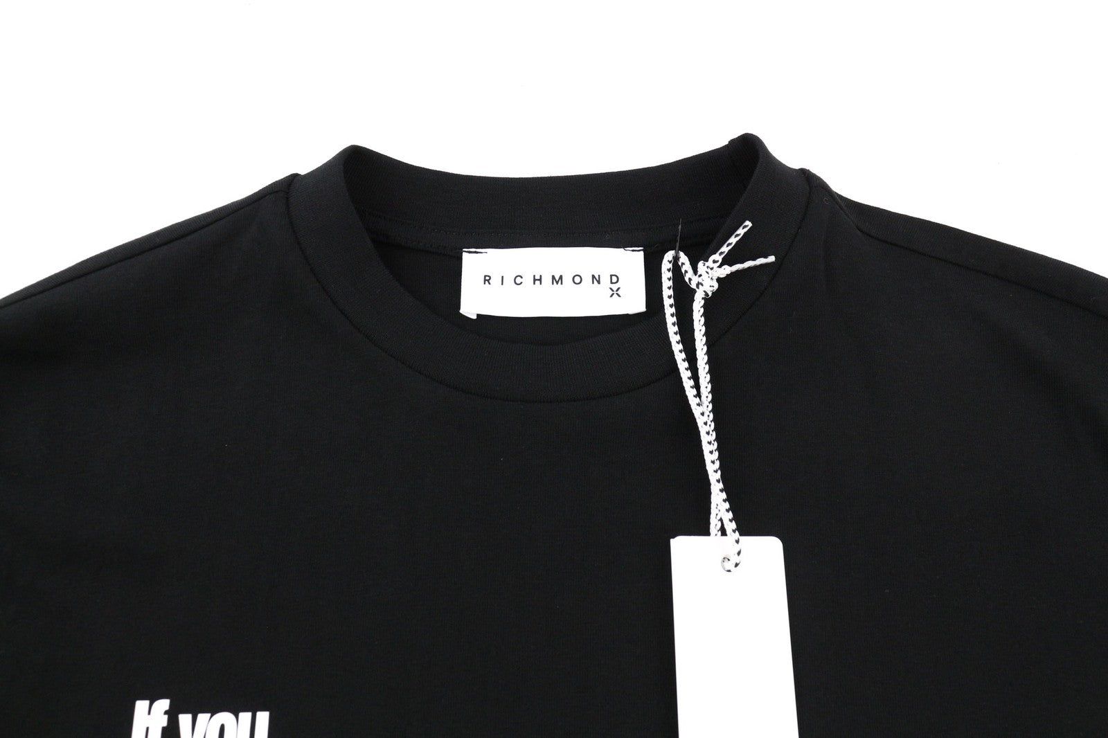 JOHN RICHMOND vyriški marškinėliai M, juodi, trumpomis rankovėmis, apvalia apykakle, su raštu, visiems metų laikams 