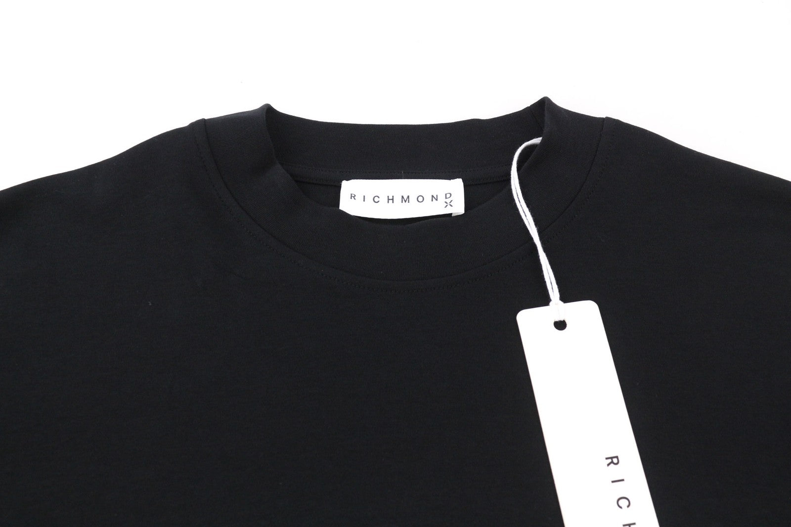 RICHMOND moteriški marškinėliai S, juodi, laisvo laiko apvalios iškirptės rašto, tamprūs