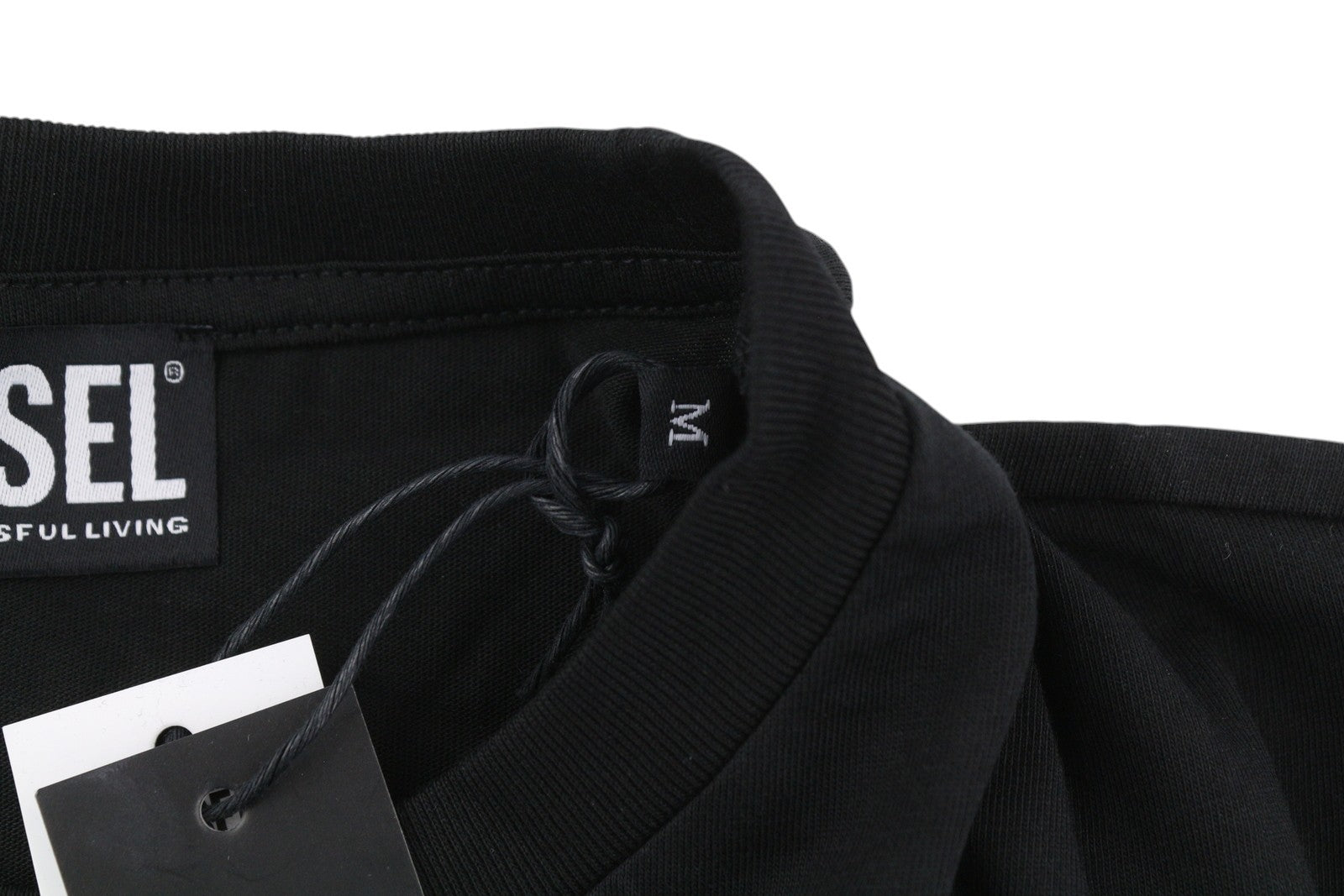 DIESEL T-Diegos-B13 Men T-Shirt M Black Tricot Stretchy Crew Neck Short Sleeve