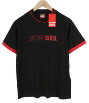 DIESEL Amtee-Crossoon-WT15 Men T-Shirt S Black 55DSL Sport Jersey Short Sleeved