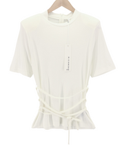 RICHMOND moteriški marškinėliai S dydžio, balkšvi, trumpomis rankovėmis, su dirželiu, užtrauktuku, visiems metų laikams 