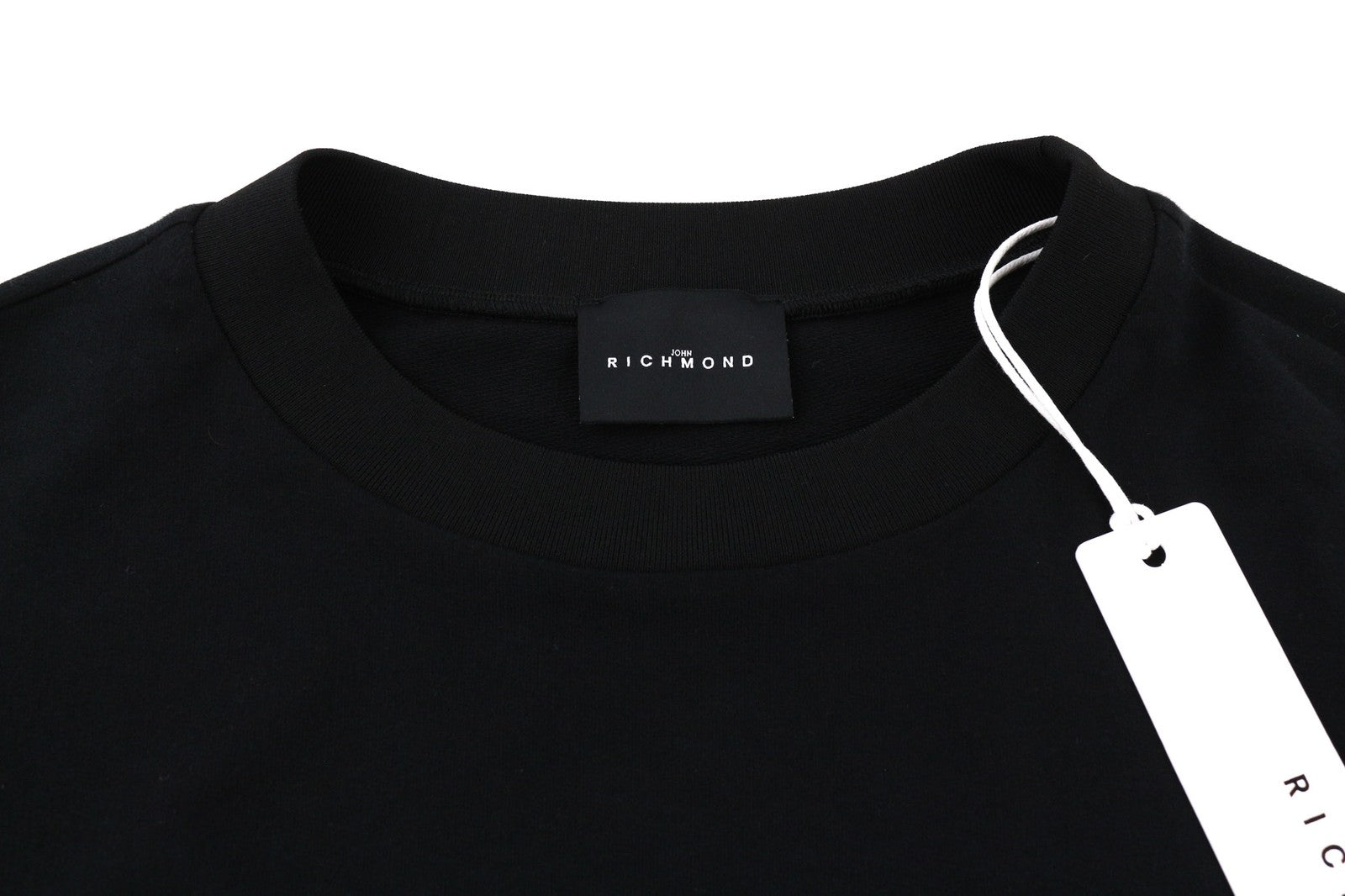 JOHN RICHMOND moteriškos klasikinės S formos juodos ilgomis rankovėmis iki kelių marškinėliai visiems metų laikams