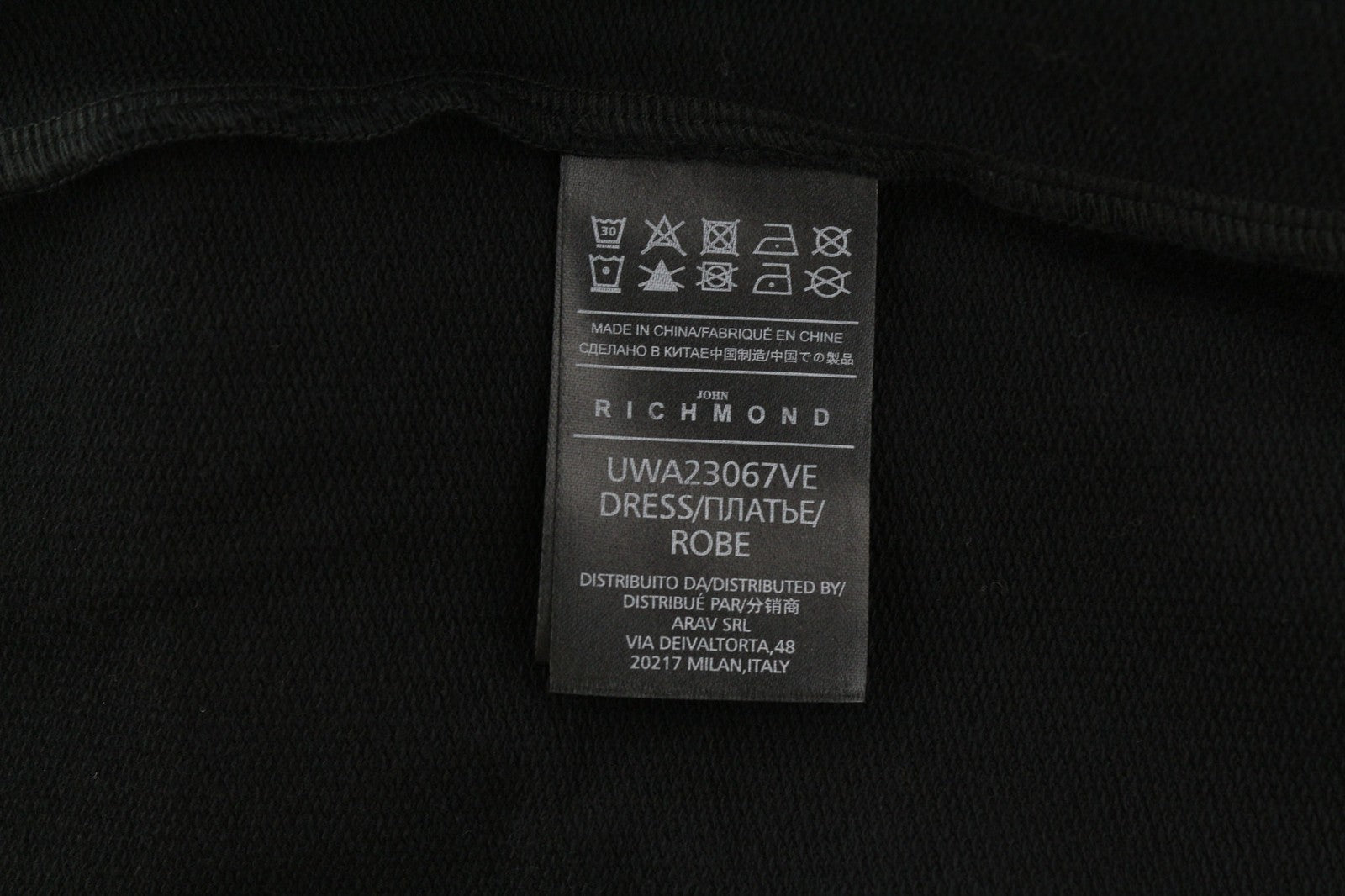 JOHN RICHMOND moteriškos klasikinės S formos juodos ilgomis rankovėmis iki kelių marškinėliai visiems metų laikams