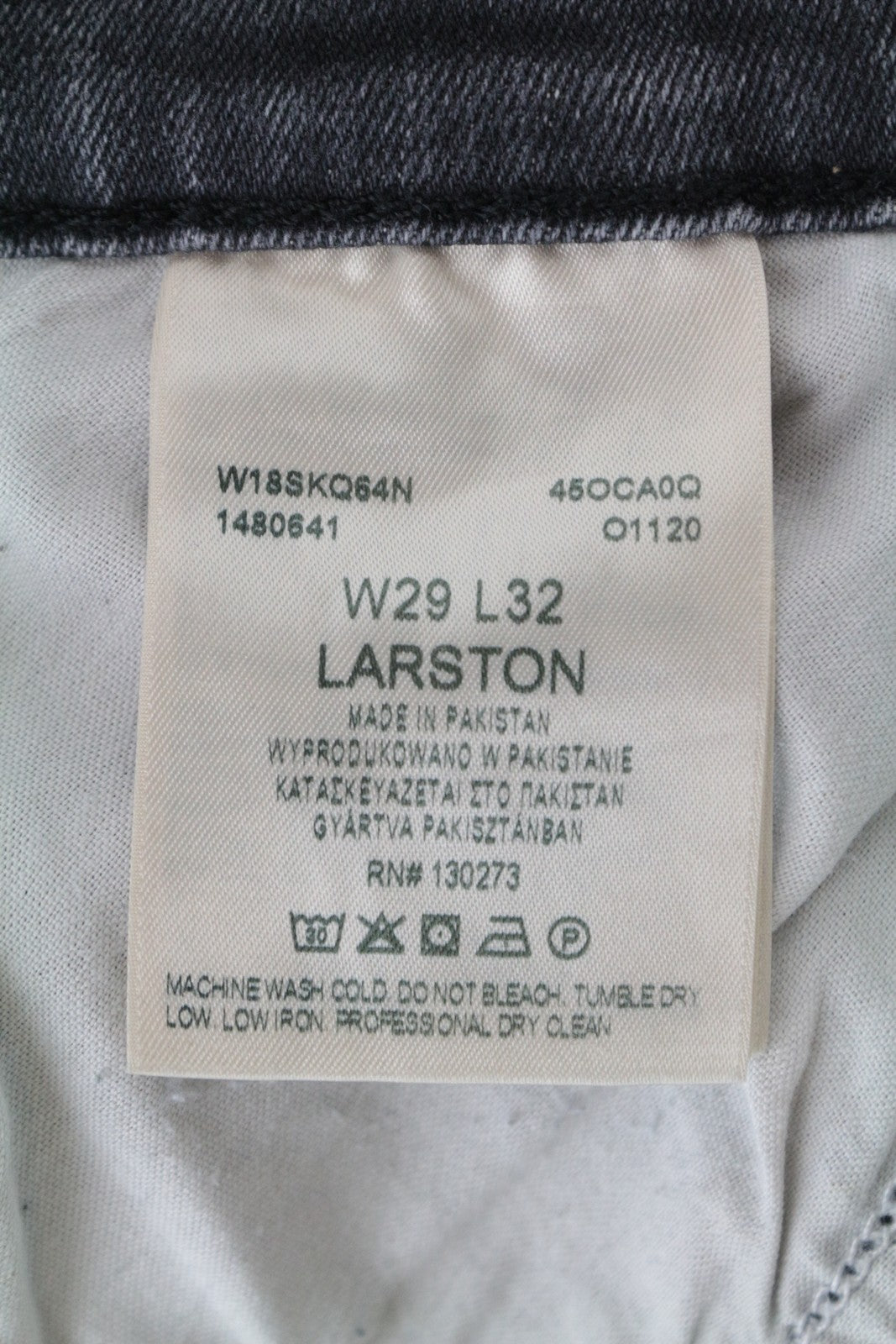 WRANGLER Larston Men's Jeans W29/L32 Slim Tapered Blue Cotton Wash Stretch Fit