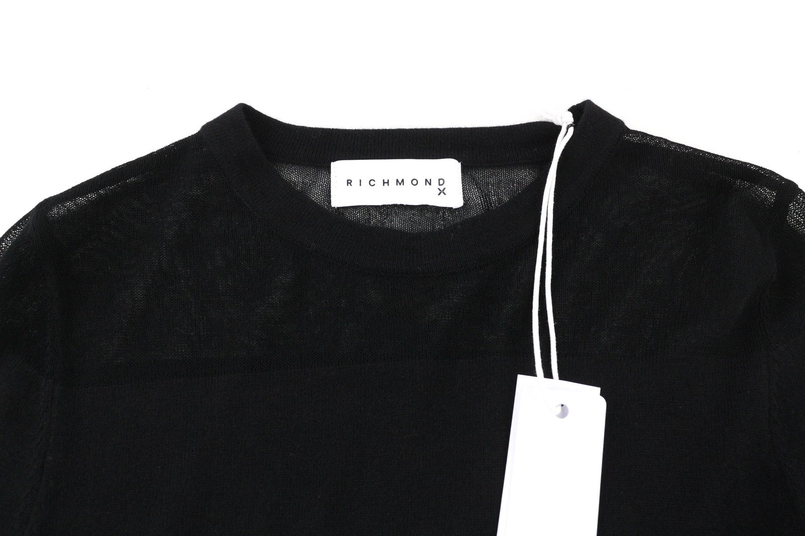 JOHN RICHMOND moteriškos klasikinės S dydžio juodos permatomos ilgomis rankovėmis megztos kelnės 