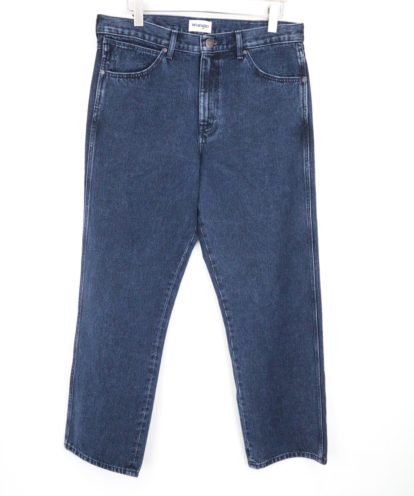 WRANGLER Redding vyriški džinsai W32/L32 laisvi, tiesaus kirpimo, mėlyni, grynos medvilnės džinsai 