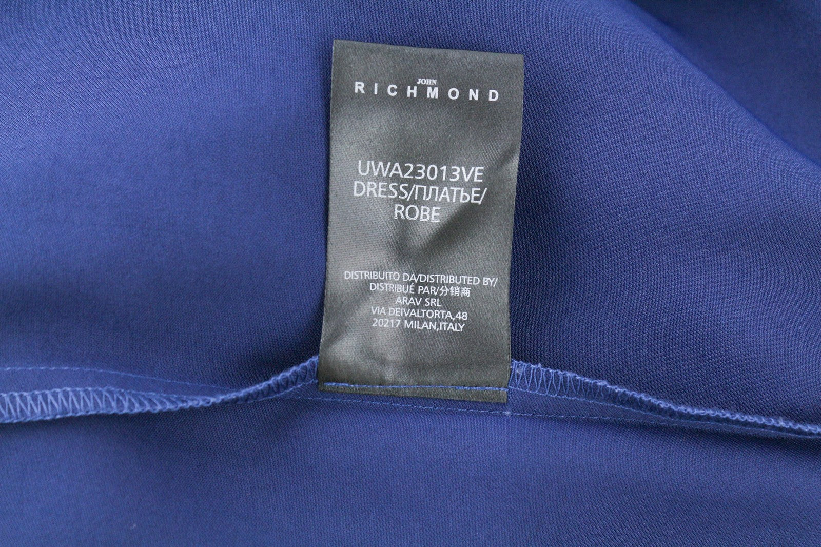 JOHN RICHMOND moteriški klasikiniai ~S mėlyni ilgomis rankovėmis su elastingu juosmens dirželiu megztiniai 