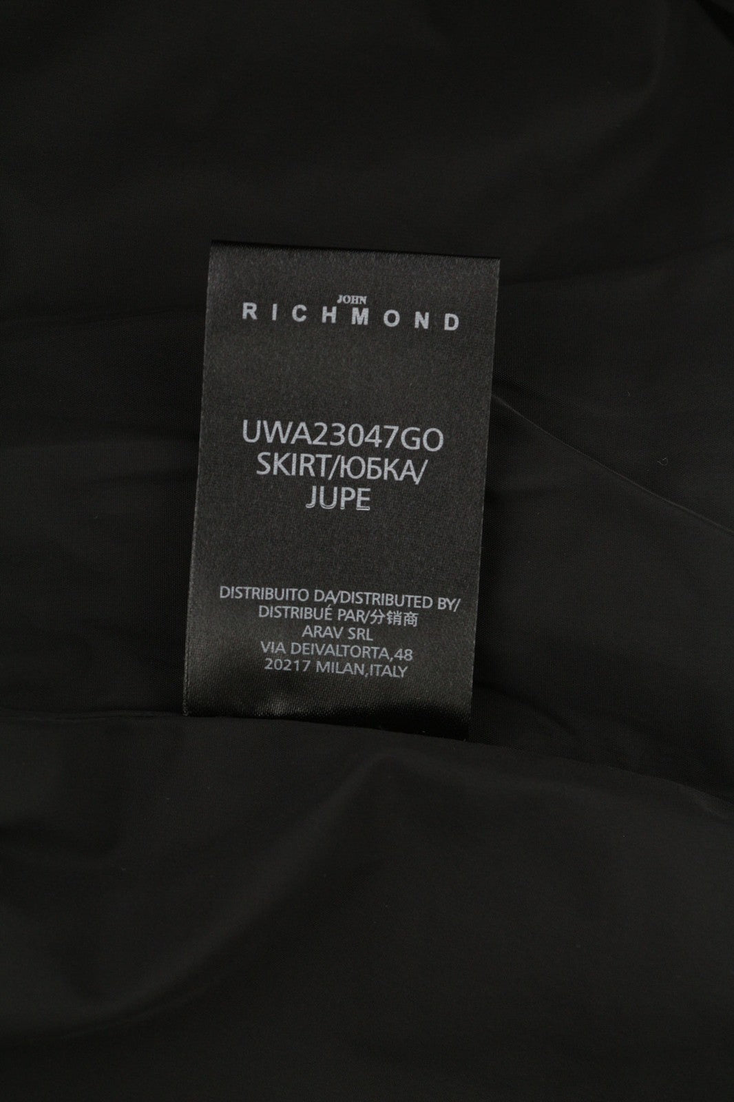 JOHN RICHMOND moteriškas sijonas ~S juodas užtrauktukas su grandinėle, kišenėmis ir šortai 