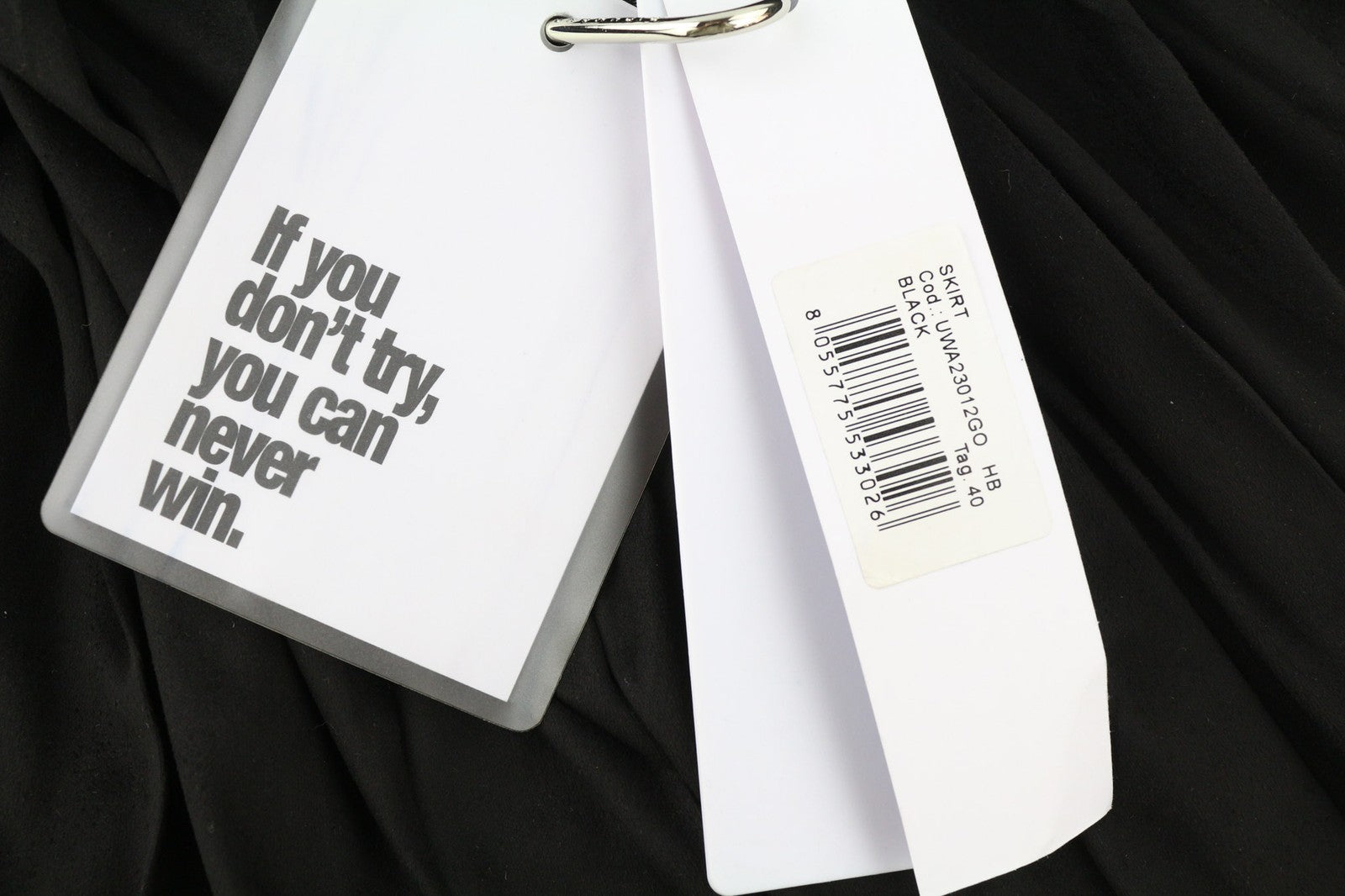 JOHN RICHMOND moteriškas sijonas S, juodas, klostuotas, su diržo kilpa, aukštu liemeniu, mini priekyje 