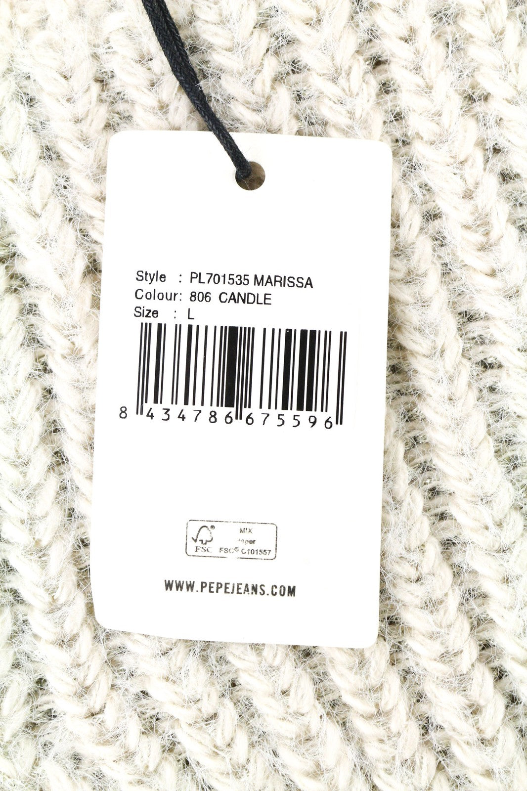 PEPE JEANS Marissa moteriškas megztinis L dydžio balkšvas vilnonis megztinis 